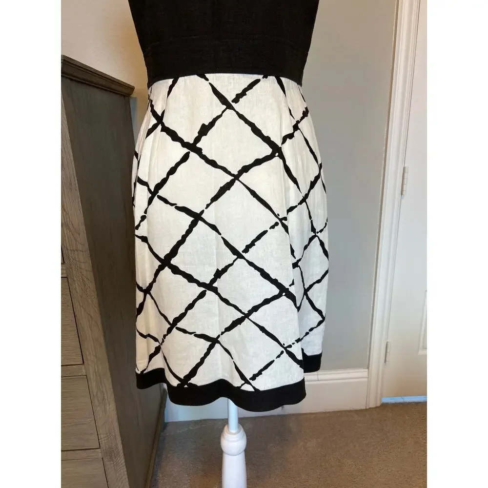 Ann Taylor | Brown Ivory Linen Blend A-Line Dress | 4P - Picture 13 of 14